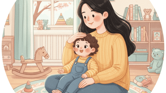 아이를 쓰다듬어주는 엄마